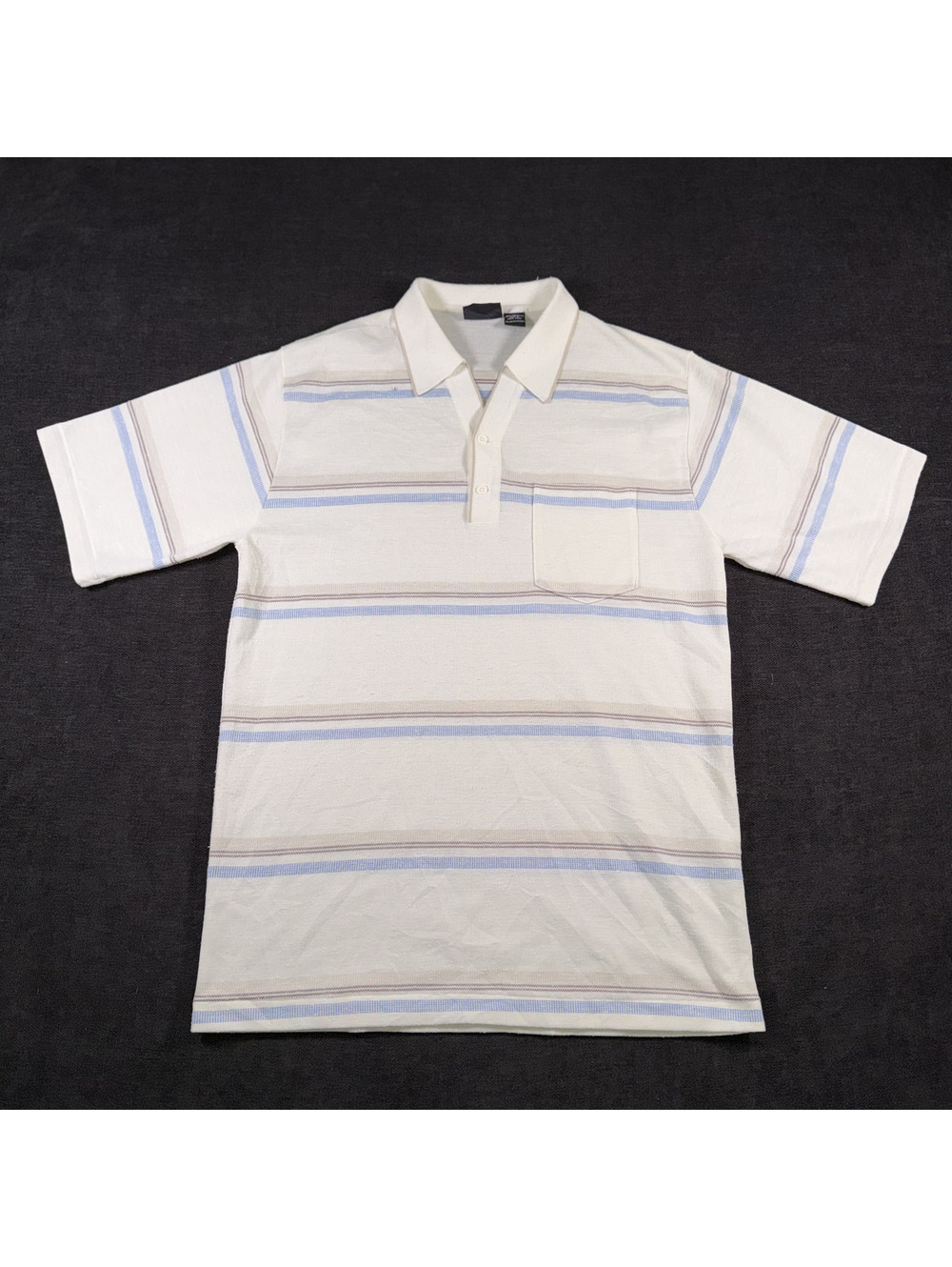 Robert Bruce Men's Light Blue and White Striped Polo Shirt Size LT